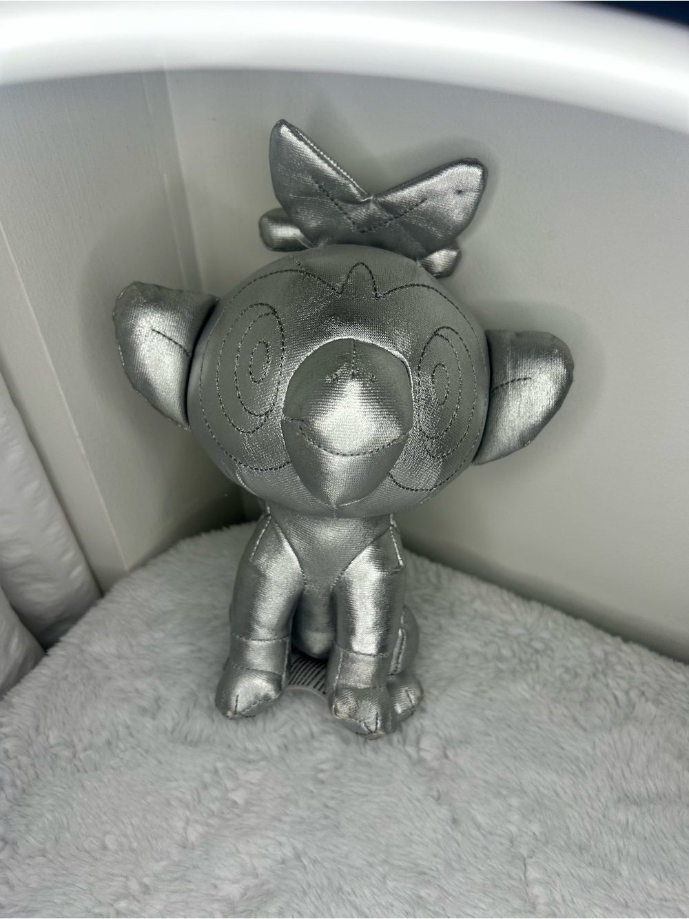 Metallic Silver Plush Bird Stuffed Animal for Kids